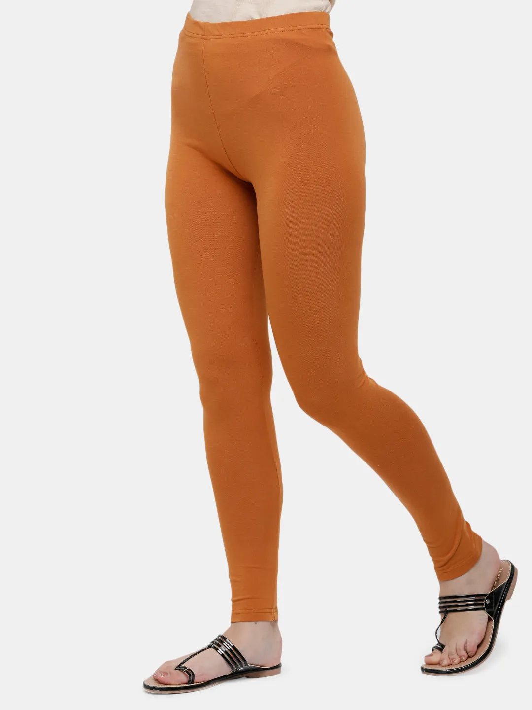 Ankle Length Leggings Cotton-Light Rust