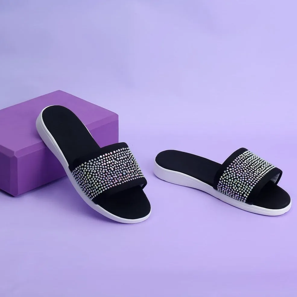 Ashley Sandals in Black & AB Austrian Crystal