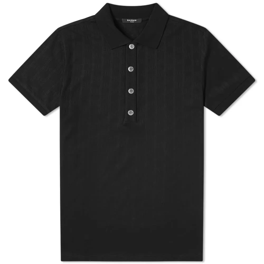 Balmain Monogram Polo ShirtBlack