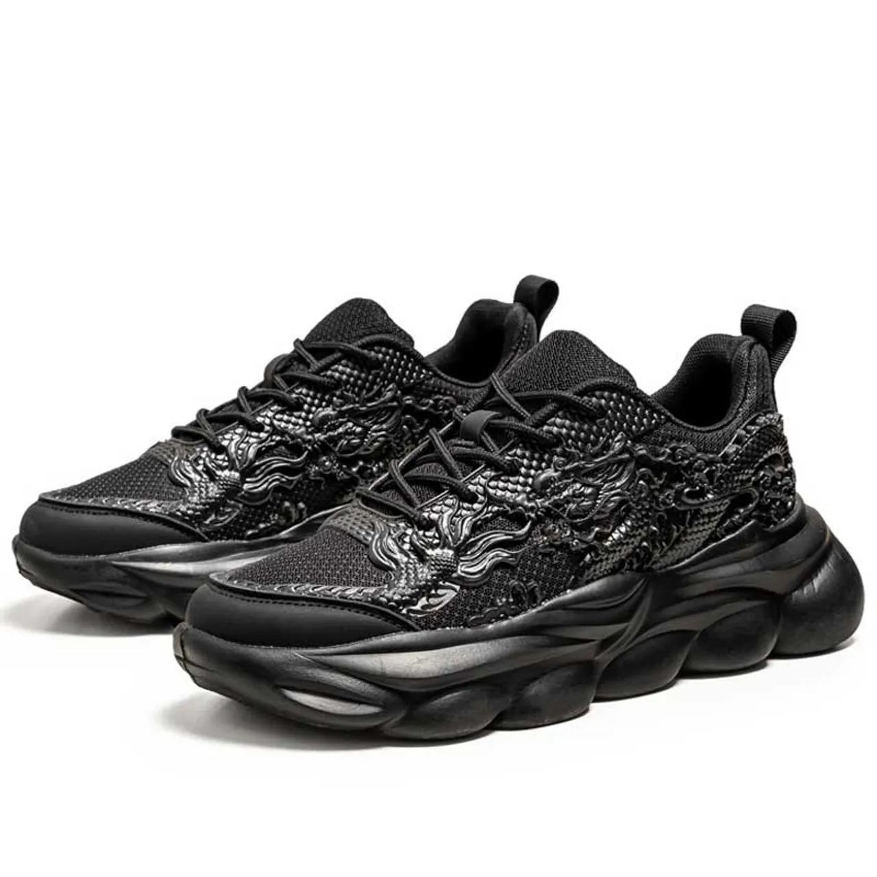 Black dragon pattern sport shoe sneaker