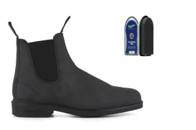 Blundstone #1308 Rustic Black Chelsea Boot with Polishing Pad