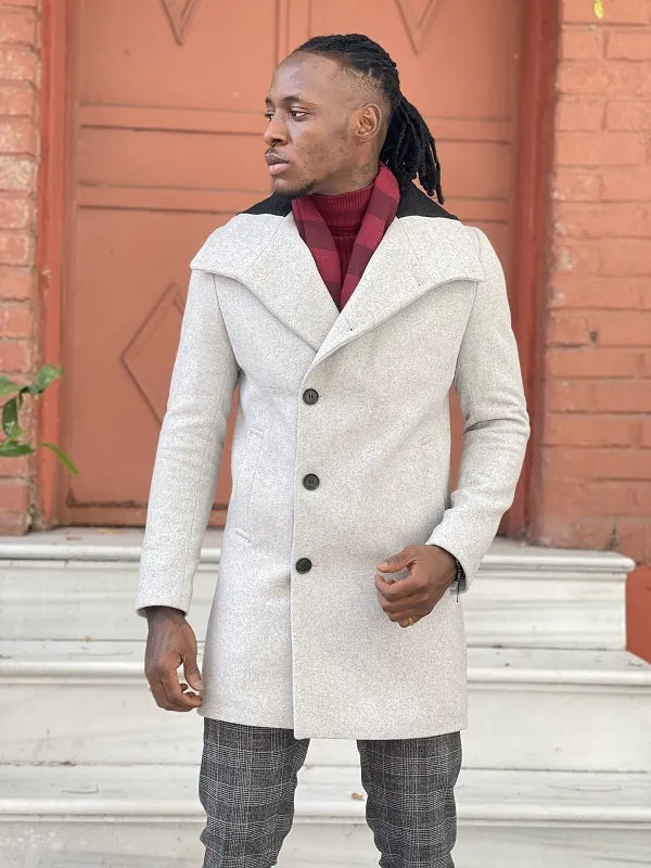 Bojo Gray Slim Fit Wool Long Coat