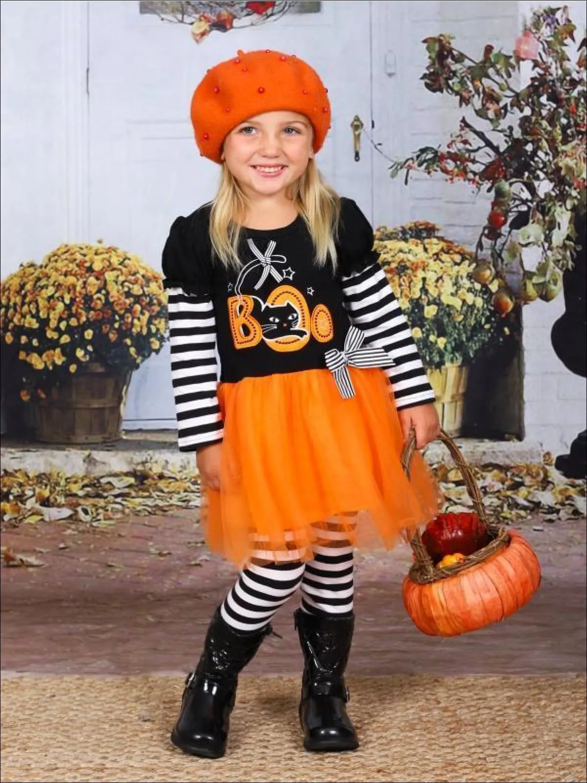 Boo Tutu Tunic And Striped Legging Set