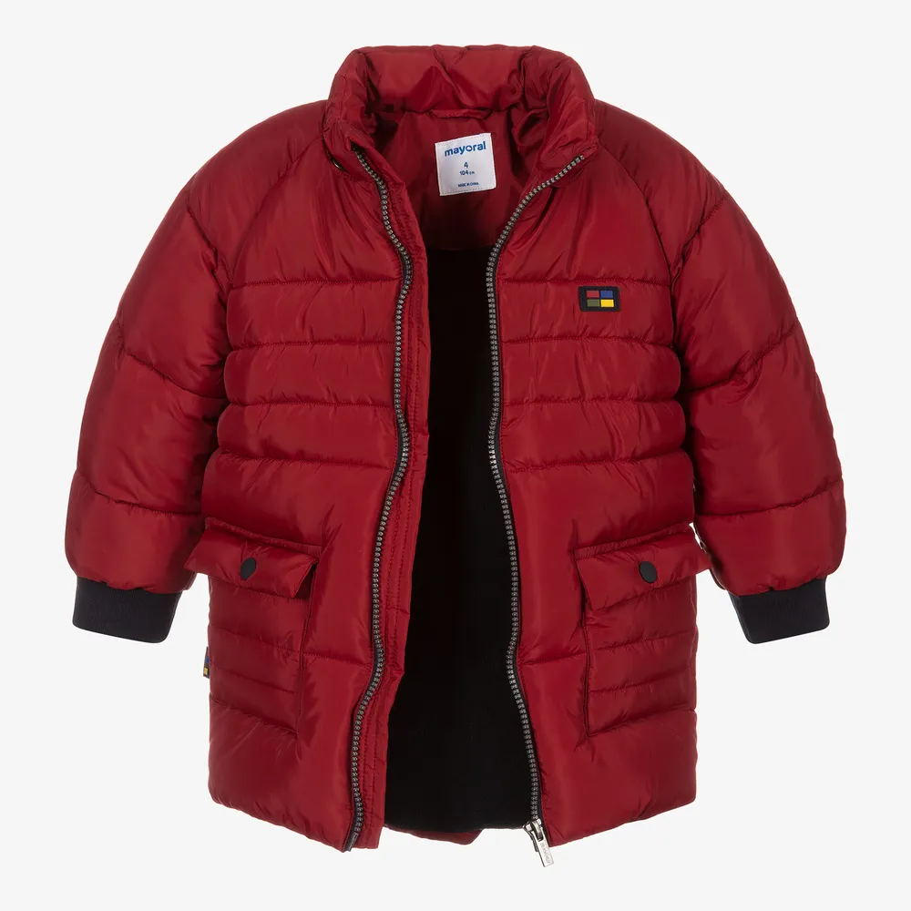 Boys Red Puffer Coat