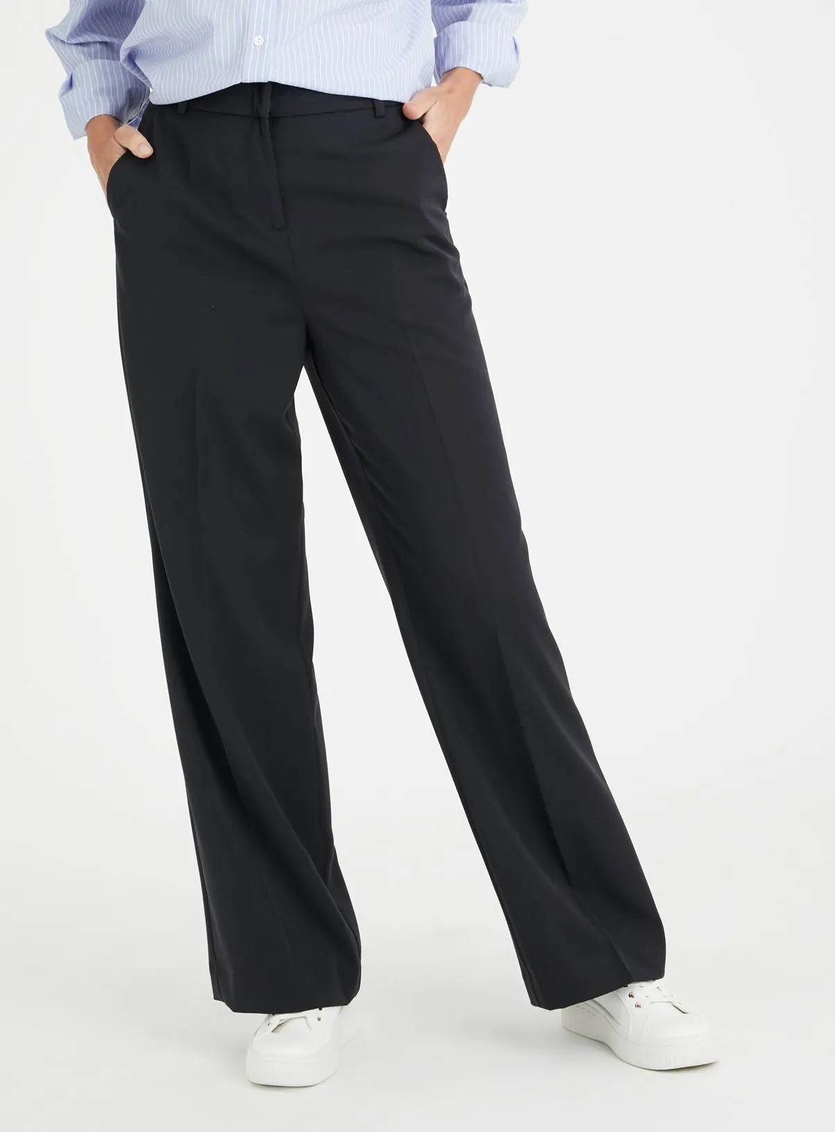 Buy Black Wide Leg Trousers 18L | Trousers | Tu