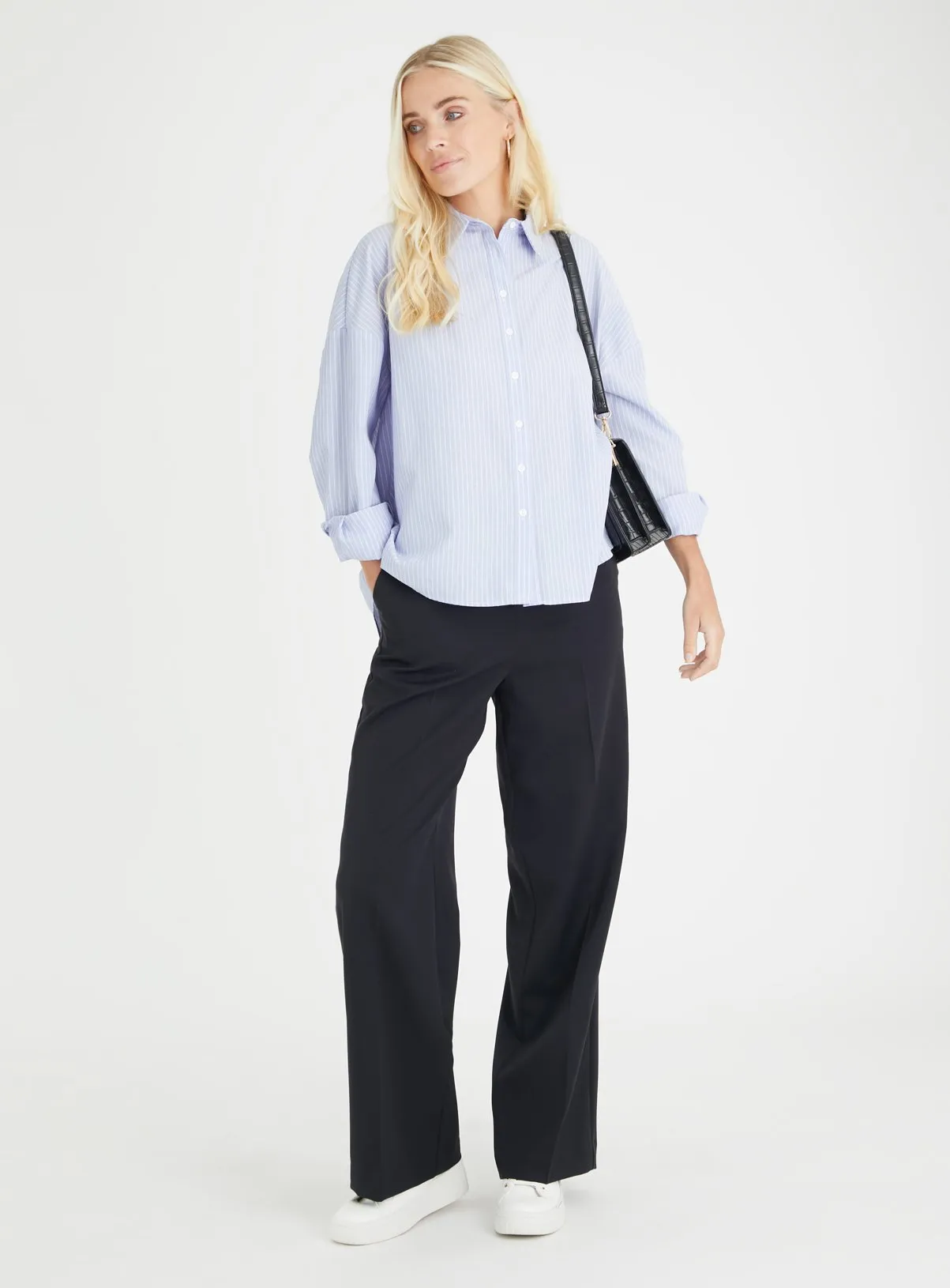 Buy Black Wide Leg Trousers 18L | Trousers | Tu