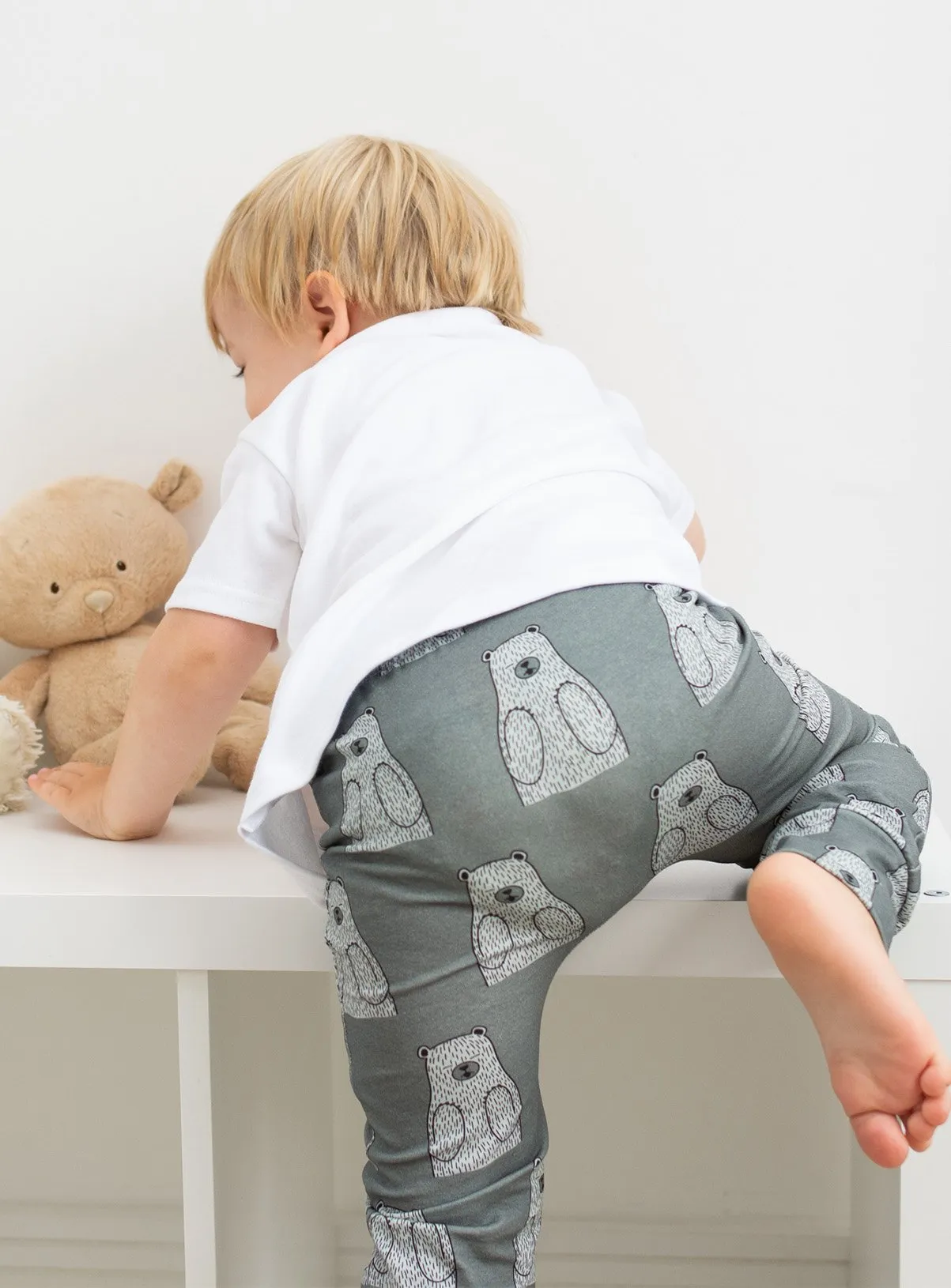 Buy FRED & NOAH Grey Bear Leggings 0-6 Month | Trousers and leggings | Tu