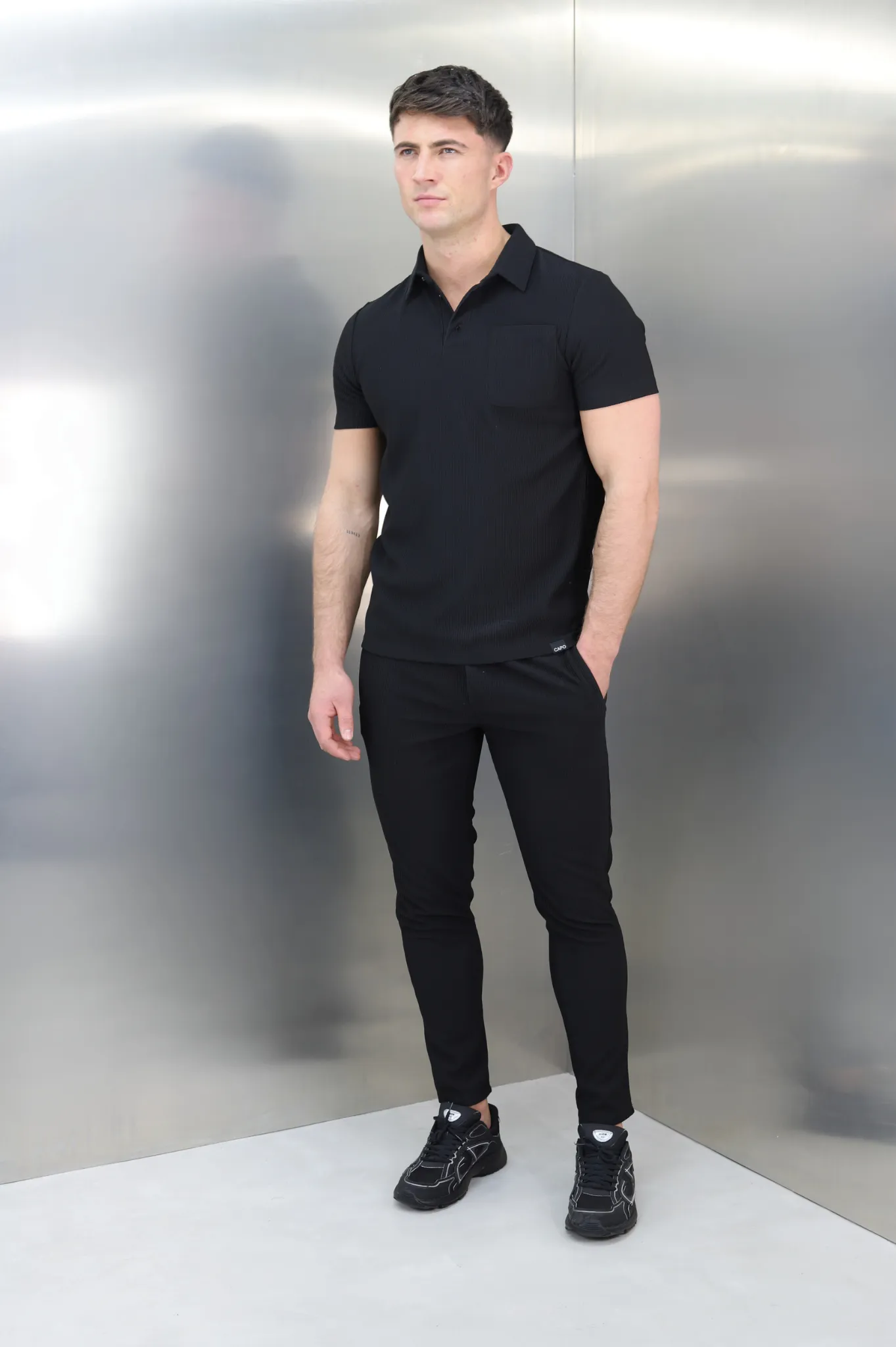 Capo PLEAT Polo Shirt - Black