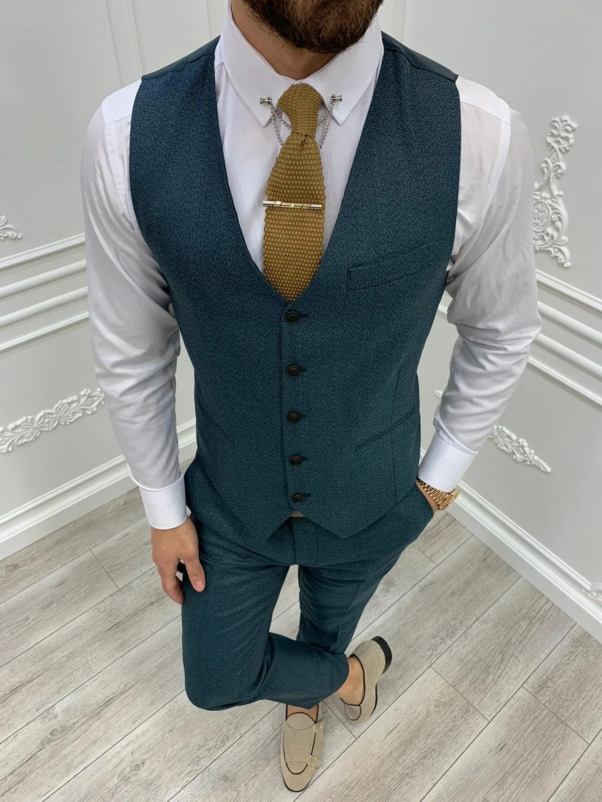 Casatani Green Slim Fit Plaid Suit