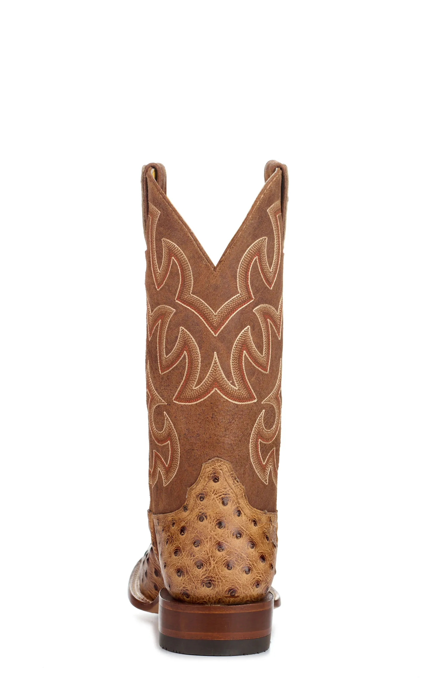 Cavender's Men's Endurance Brown and Camel Ostrich Print Wide Square Toe Cowboy Boots