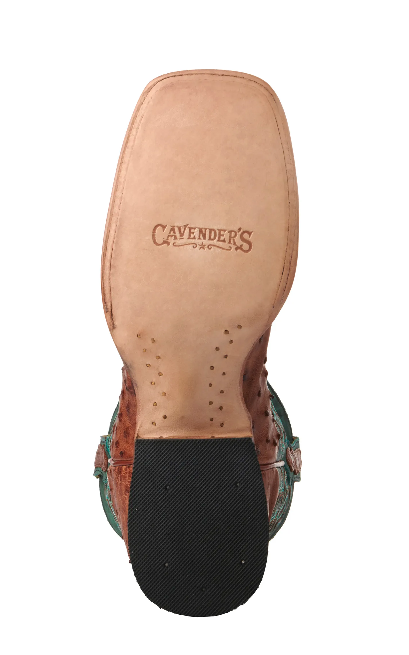 Cavender's Men's Green and Cognac Full Quill Ostrich Rafter C Wide Square Toe Exotic Cowboy Boots