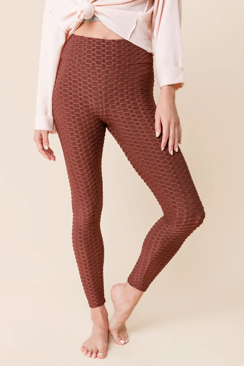 Chandler Waffle Leggings in Brown