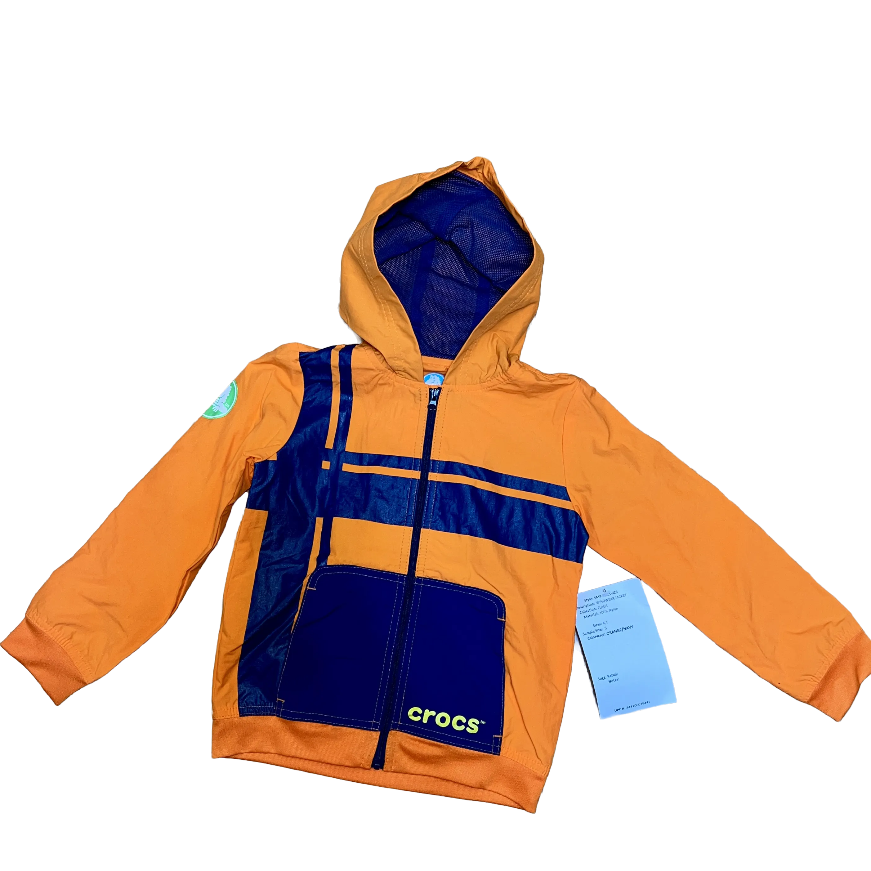 Children's Crocs Windwear Hooded  Nylon Jacket - Size 5 Orange/Navy