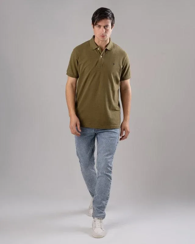 CLASSIC FIT PIQUE POLO SHIRT - DARK OLIVE