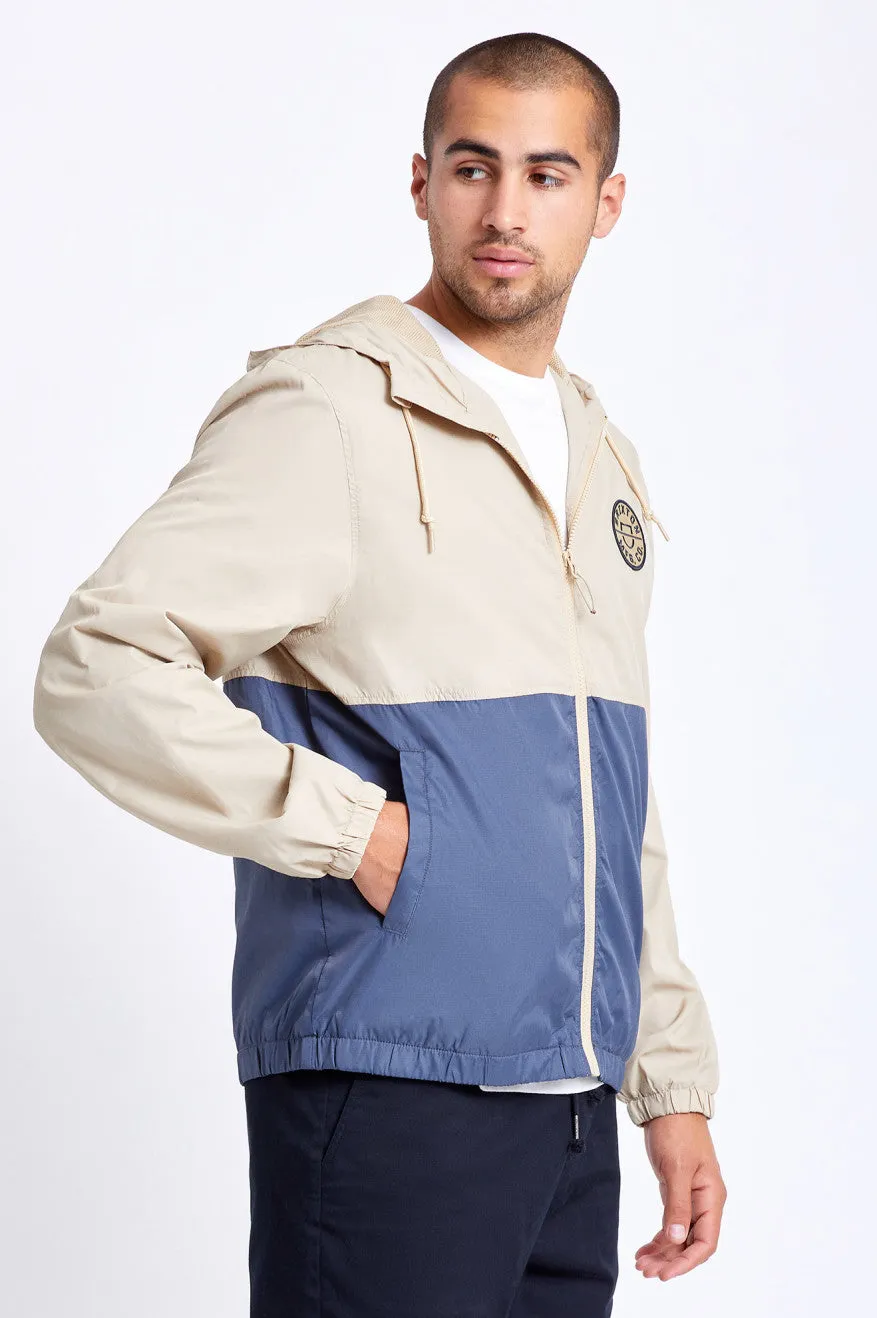 Claxton Crest Lightweight Zip Hood Jacket - Vanilla/Steel Blue