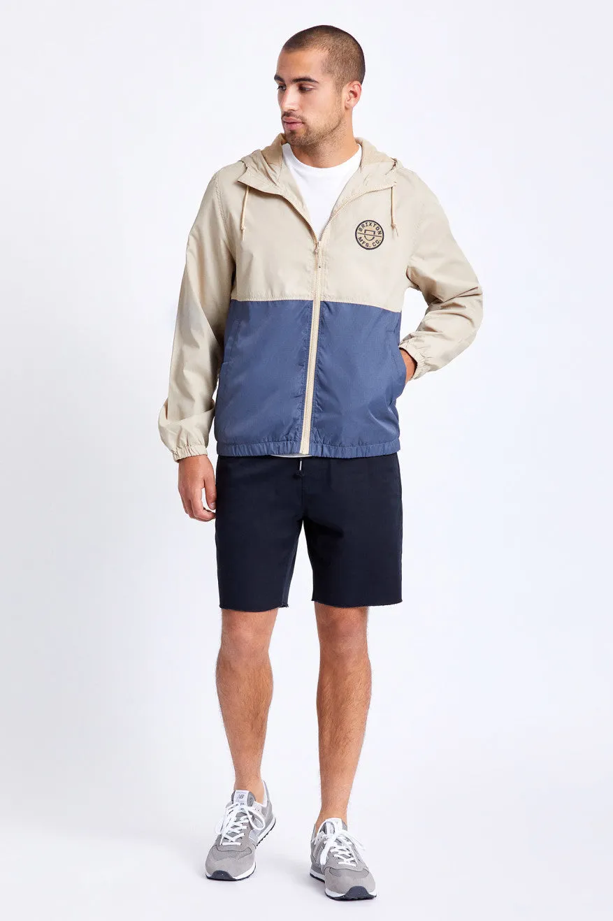 Claxton Crest Lightweight Zip Hood Jacket - Vanilla/Steel Blue