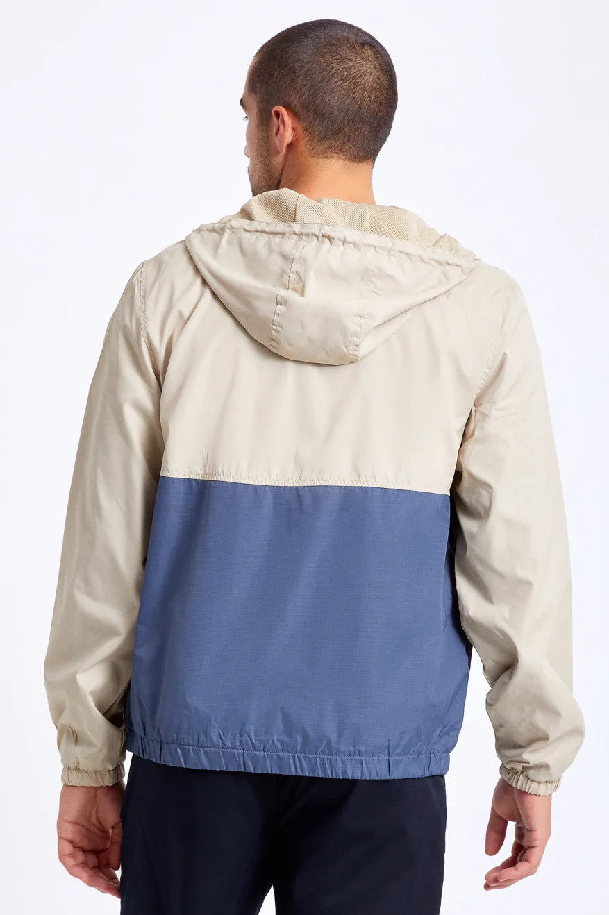 Claxton Crest Lightweight Zip Hood Jacket - Vanilla/Steel Blue