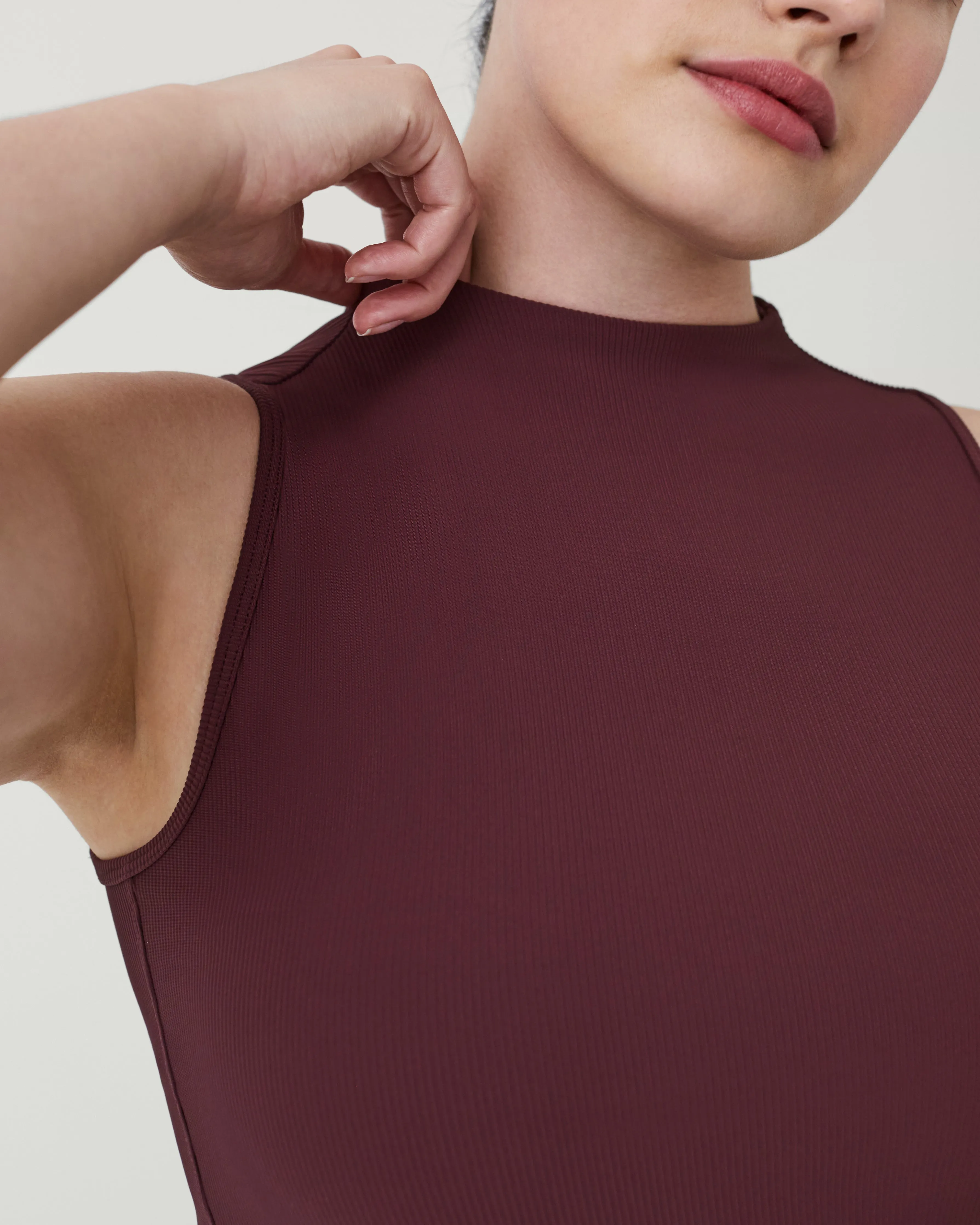 Contour Rib Mock Neck Tank