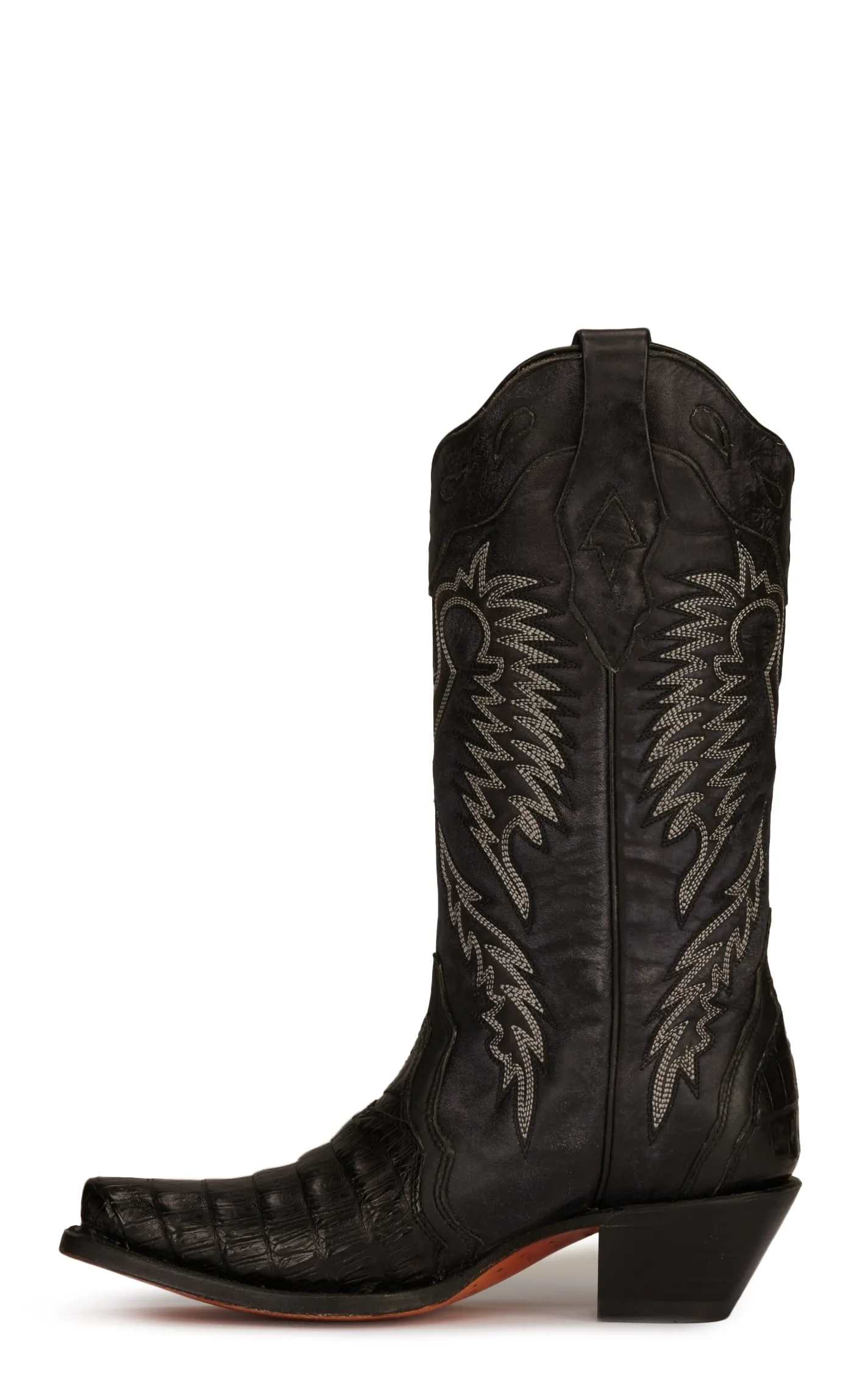 Corral Women's Black Caiman Snip Toe Exotic Cowboy Boots