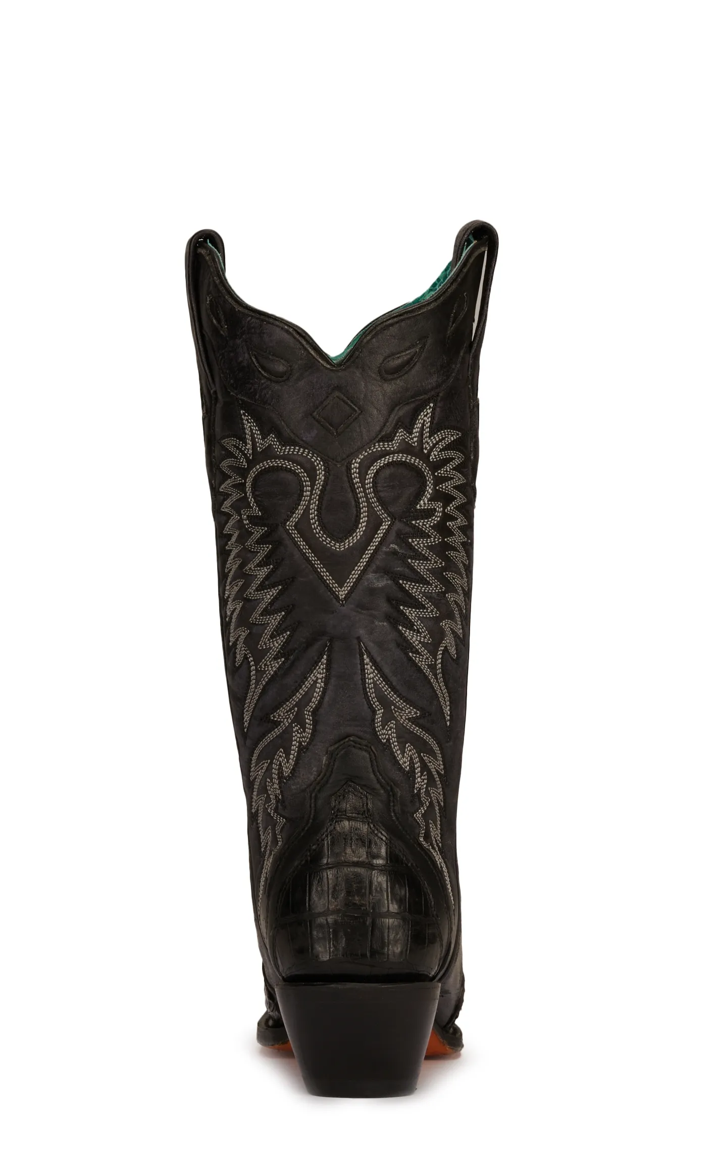 Corral Women's Black Caiman Snip Toe Exotic Cowboy Boots