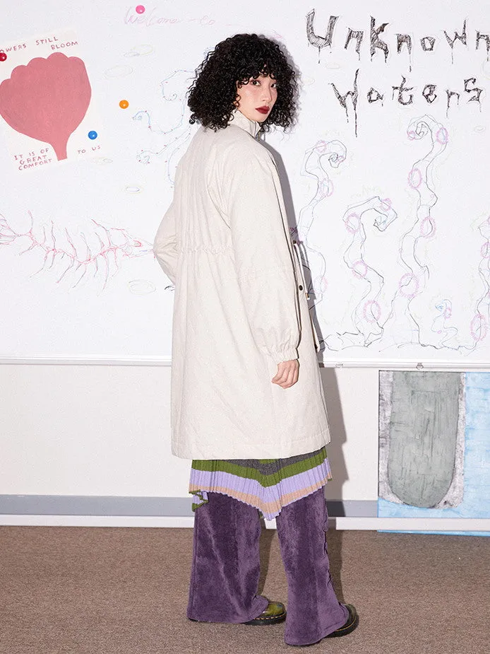 Cotton Drawstring Casual Sinple Long-Coat