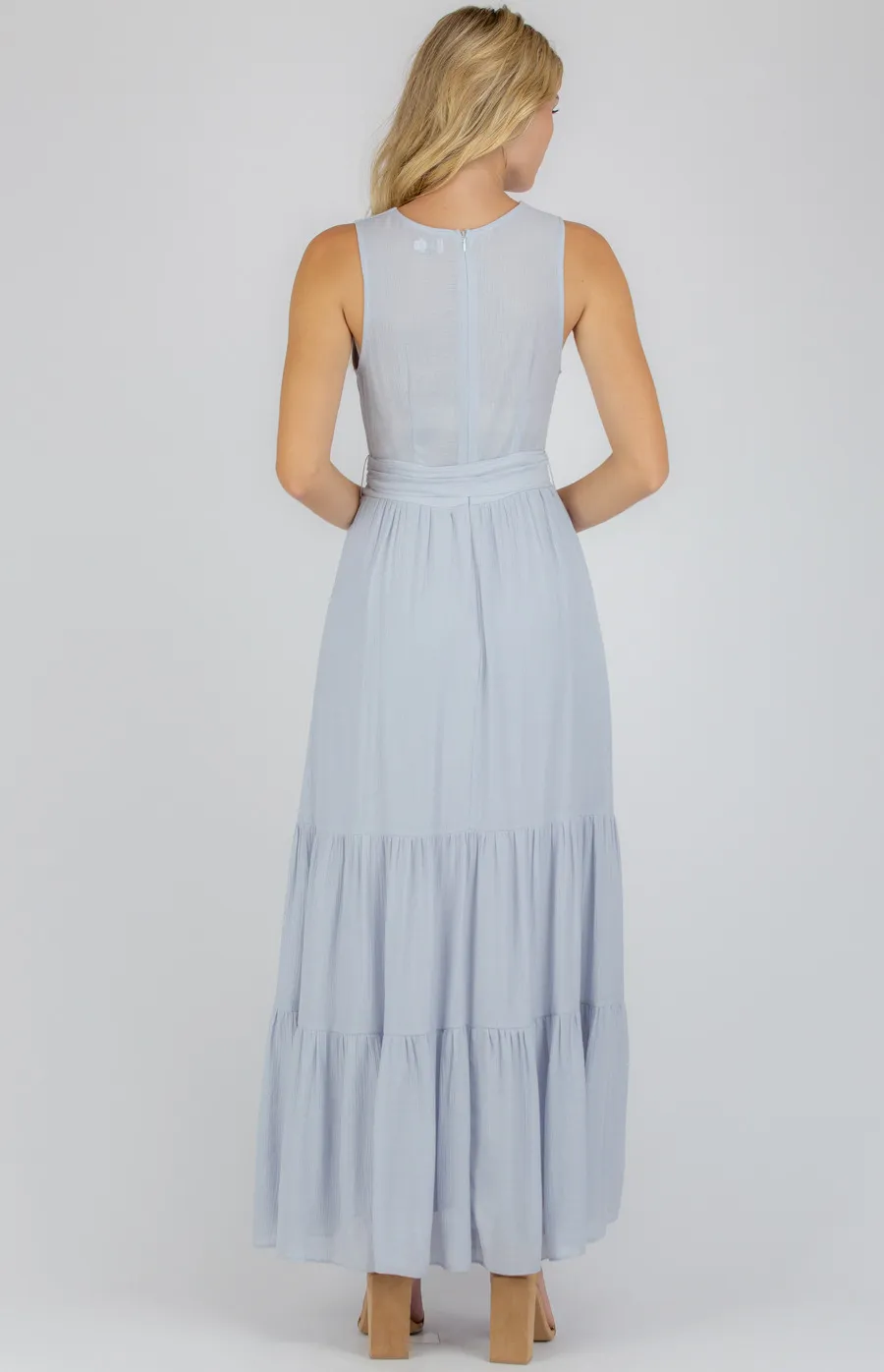 Cross Front Maxi Dress with Tiered Bottom (ADR1039A)