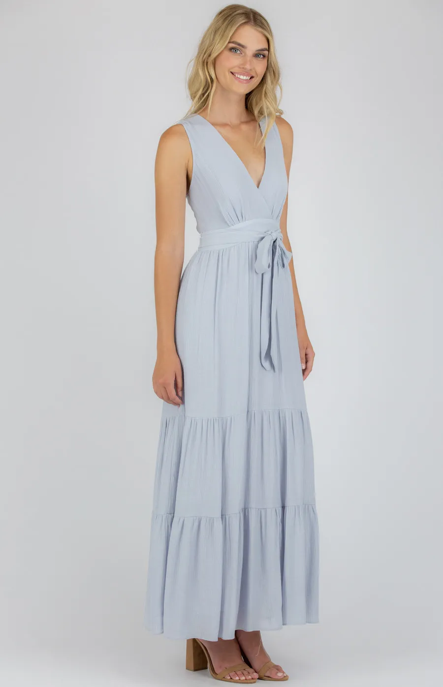 Cross Front Maxi Dress with Tiered Bottom (ADR1039A)