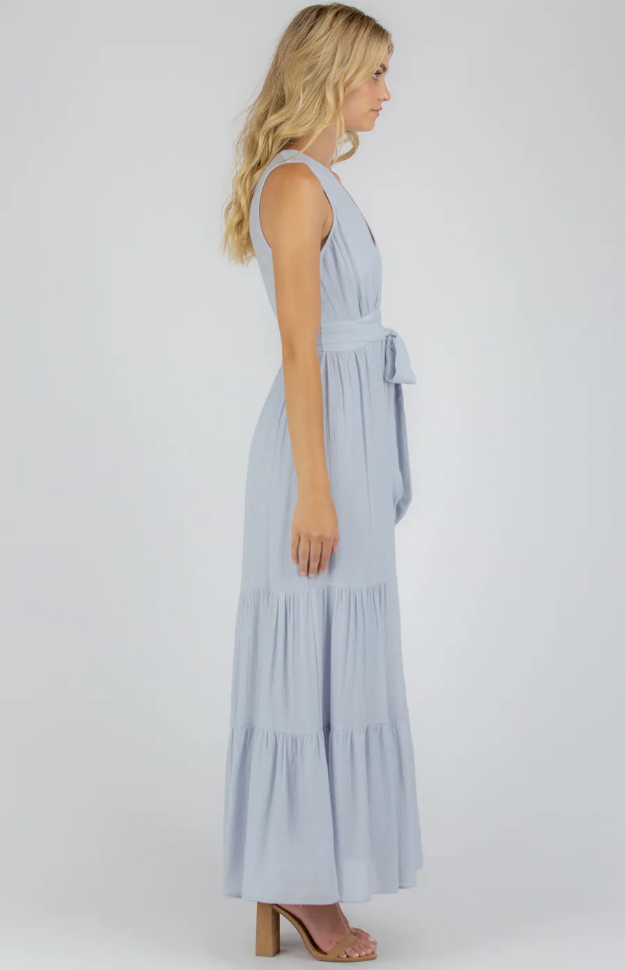 Cross Front Maxi Dress with Tiered Bottom (ADR1039A)