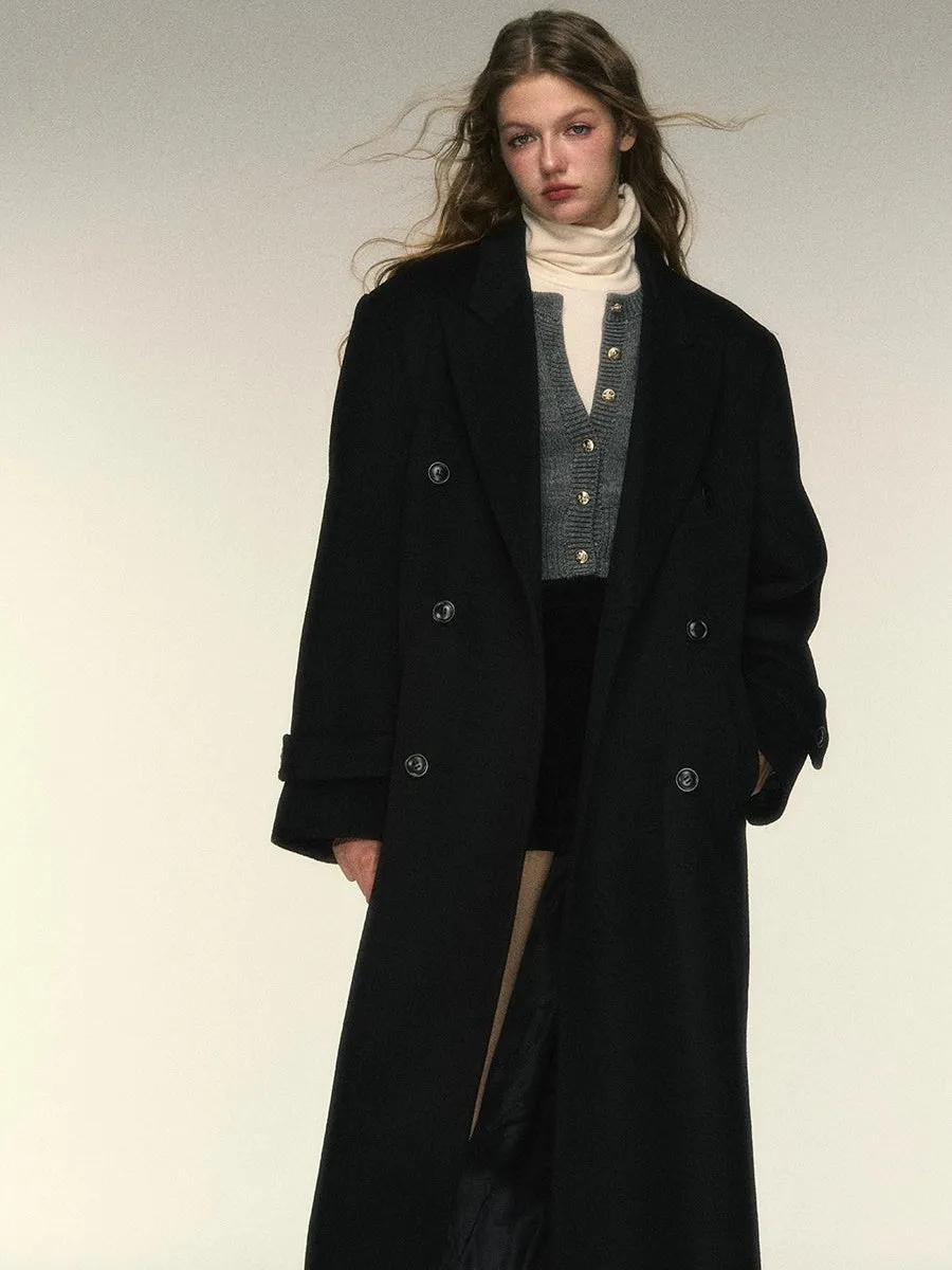 Detachable Navy Collar Double-breasted Coat