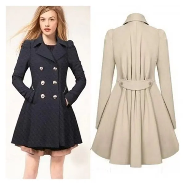 Double breasted slim fit trench coat for women