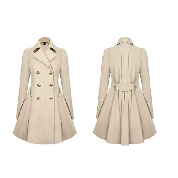 Double breasted slim fit trench coat for women