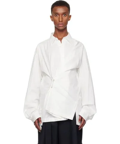 Dries Van Noten Off-White Draped Midi Dress