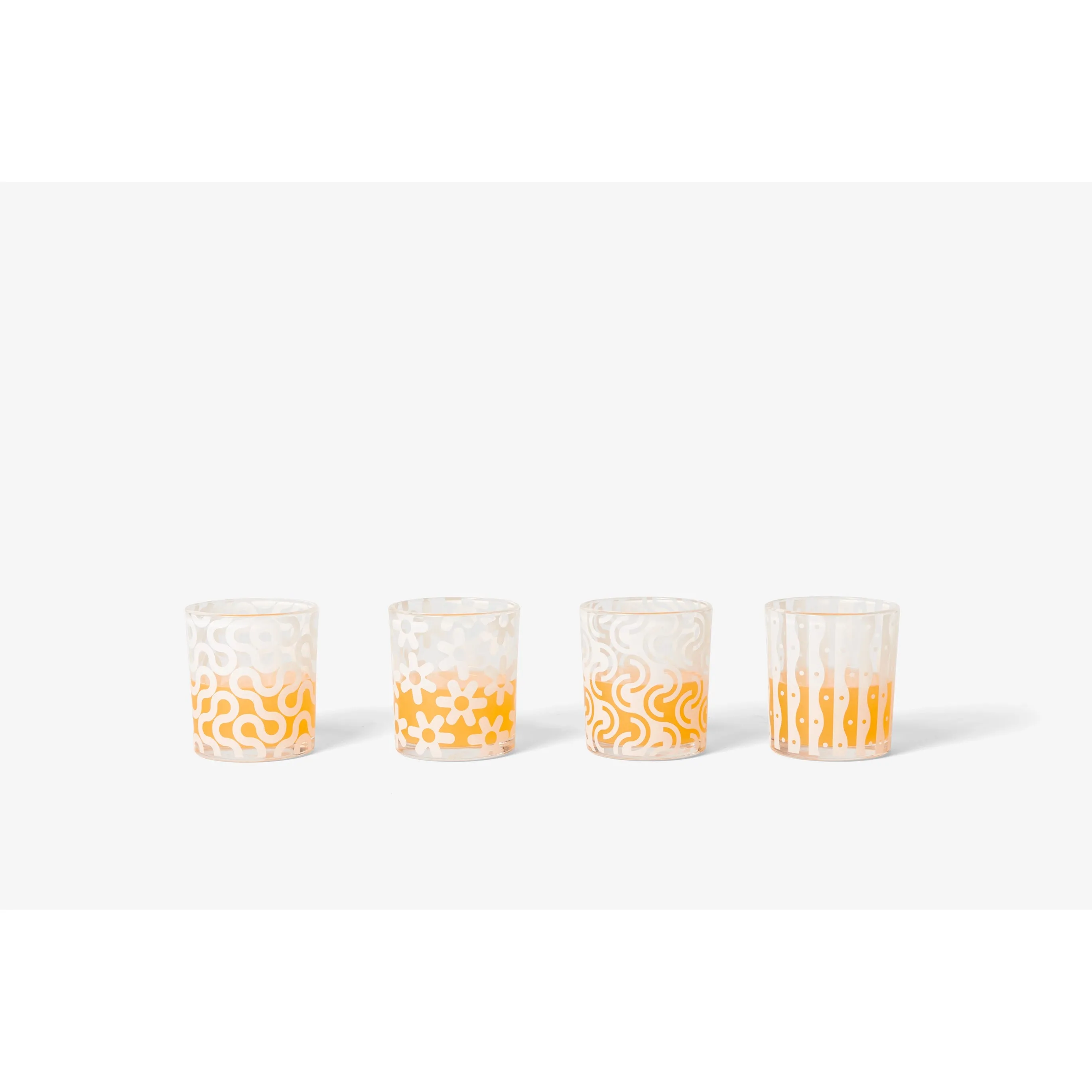 Dusen Dusen: White Pattern Glasses (set of 4)