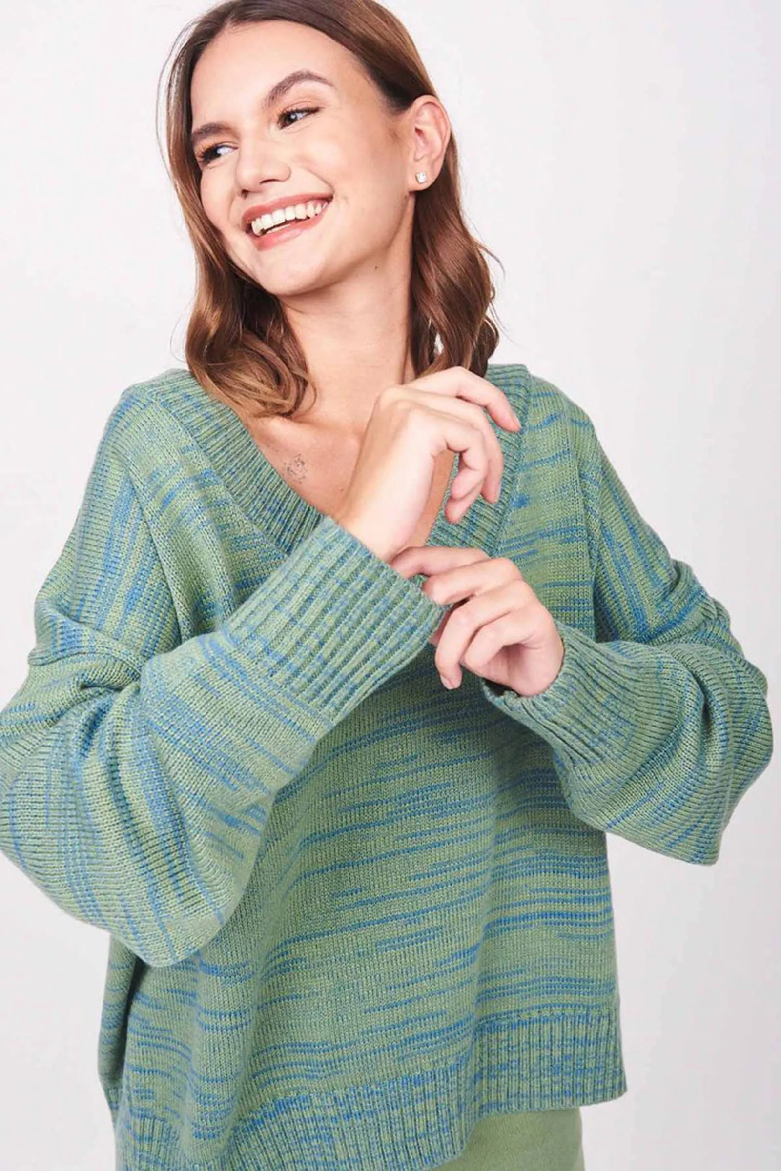 Dusty Mint V-Neck Sweater