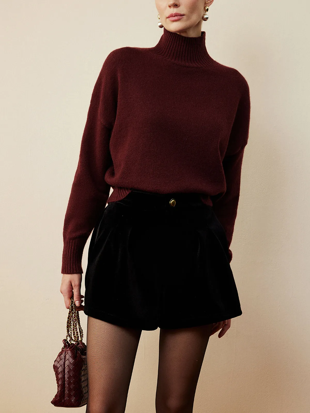 Elegant Mock Neck Shift Sweater