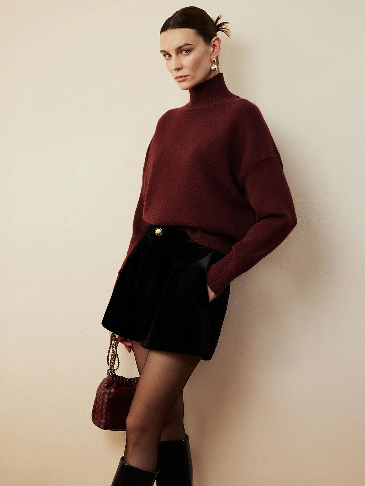 Elegant Mock Neck Shift Sweater