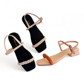 EMERALD Braided Strap 1 Heels Cushion Sole Sandals