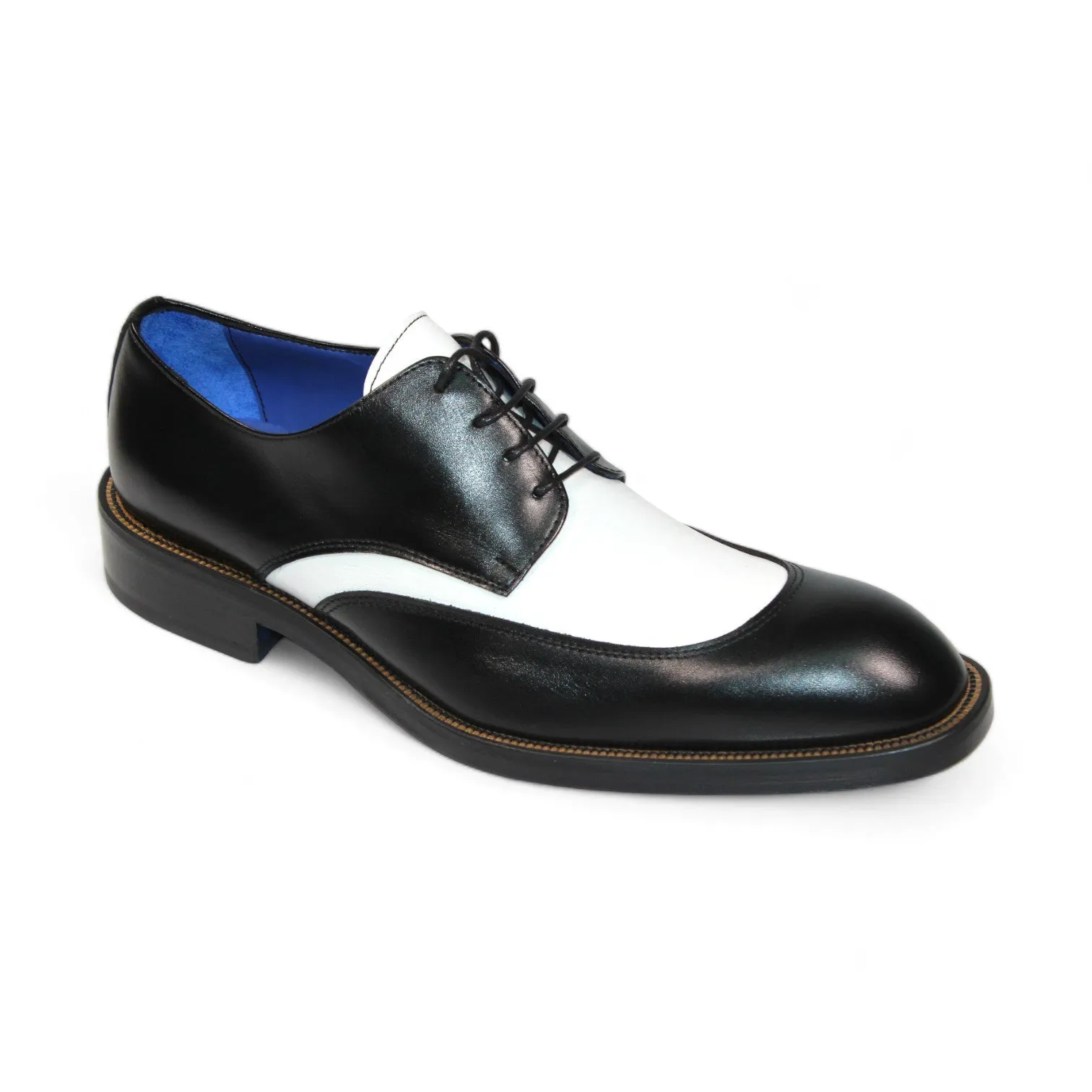 Emilio Franco Cosimo Men's Shoes Black/White Calf-Skin Leather Oxfords (EF1157)