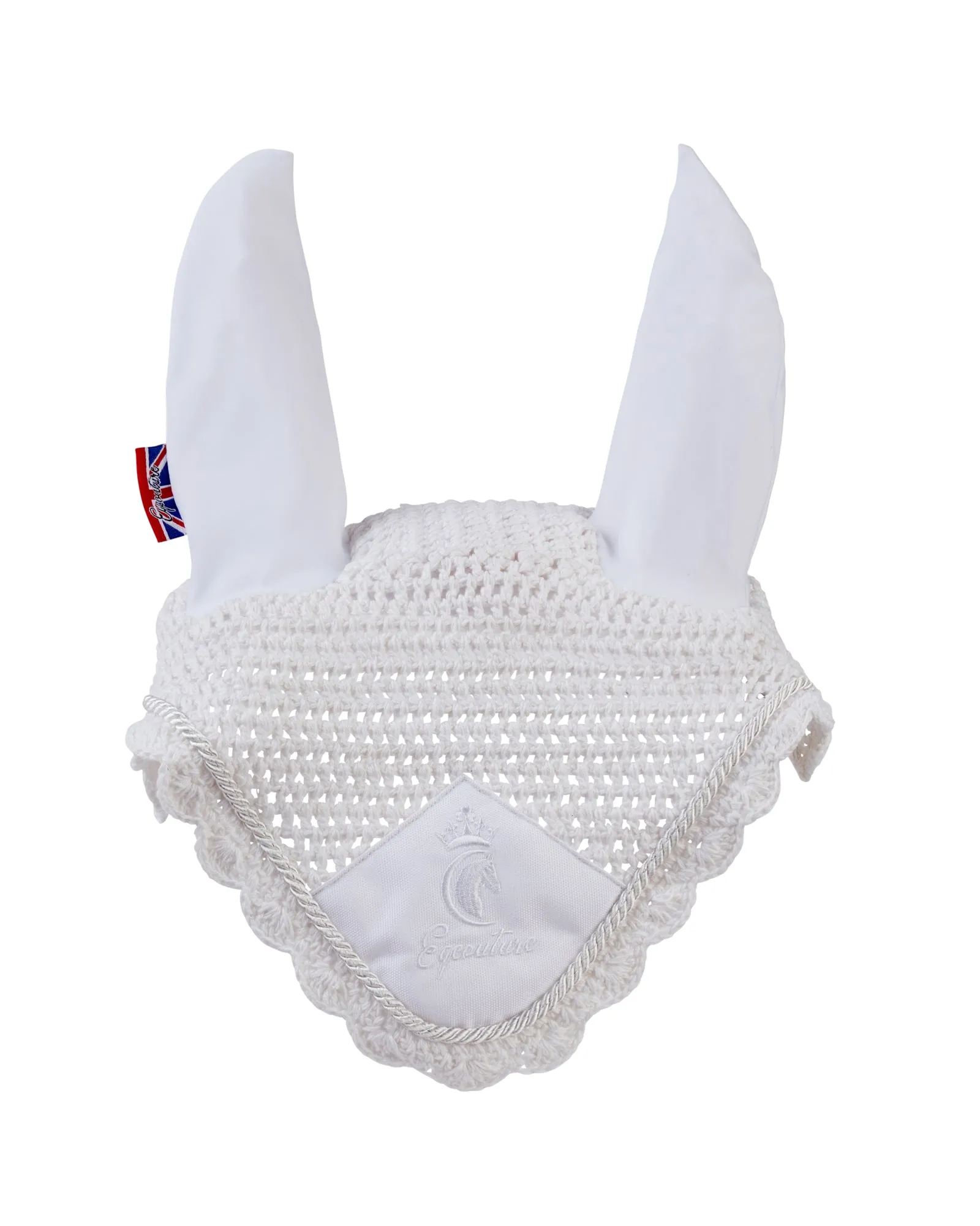 Eqcouture 'Symmetry' Fly Veil / Hood / Ears - CHALK (WHITE)