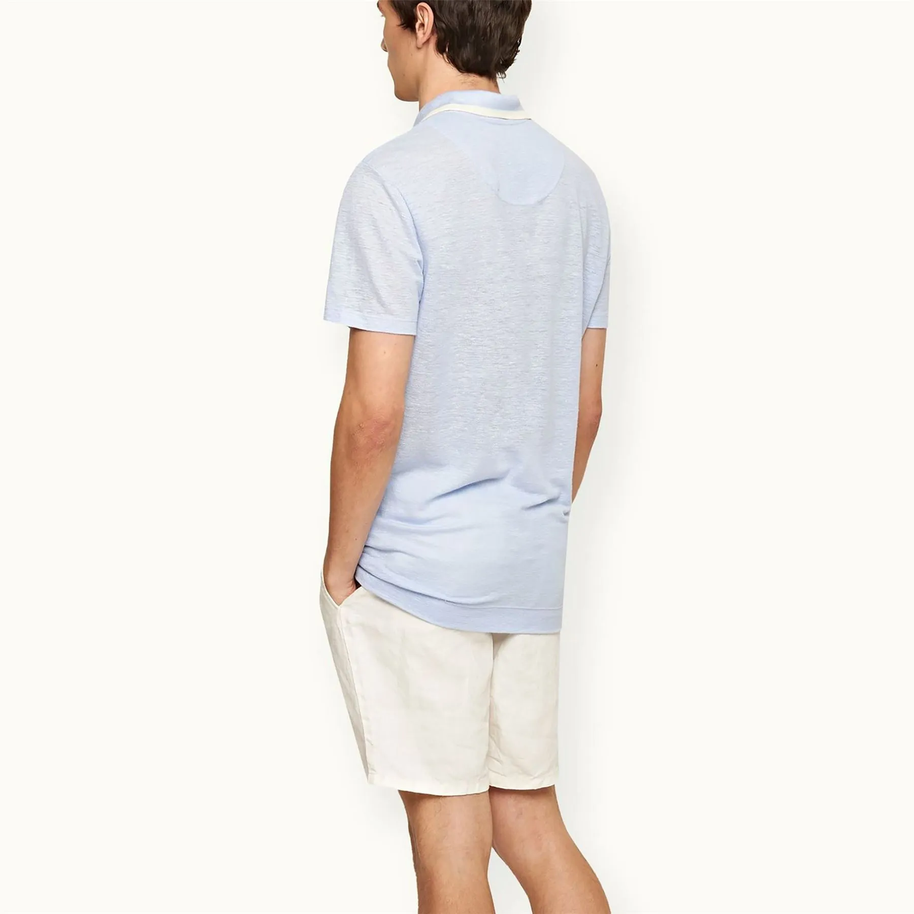 Felix Linen Pique Polo Soft Blue - SS24