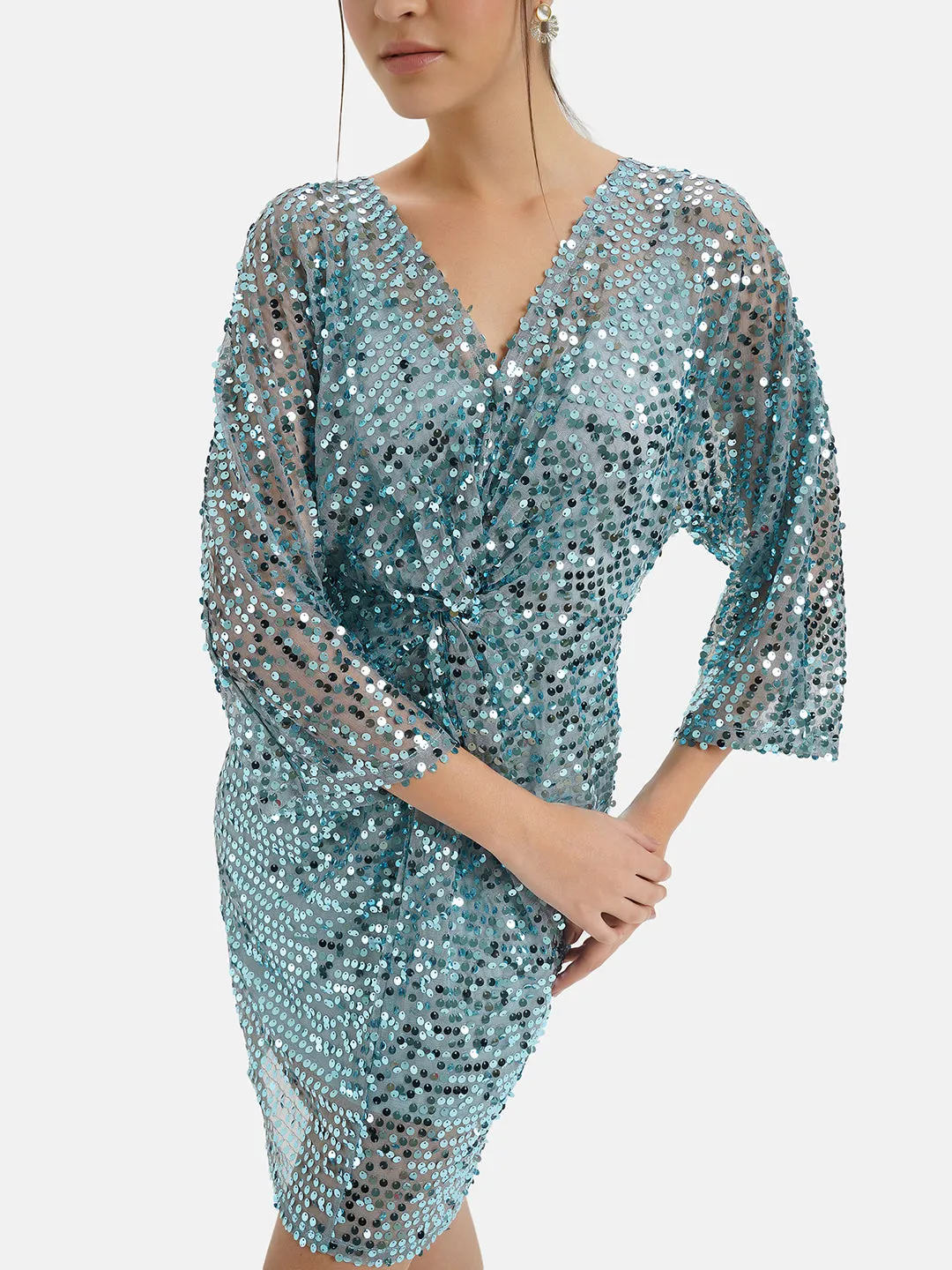 Front Knotted Sequined Dress