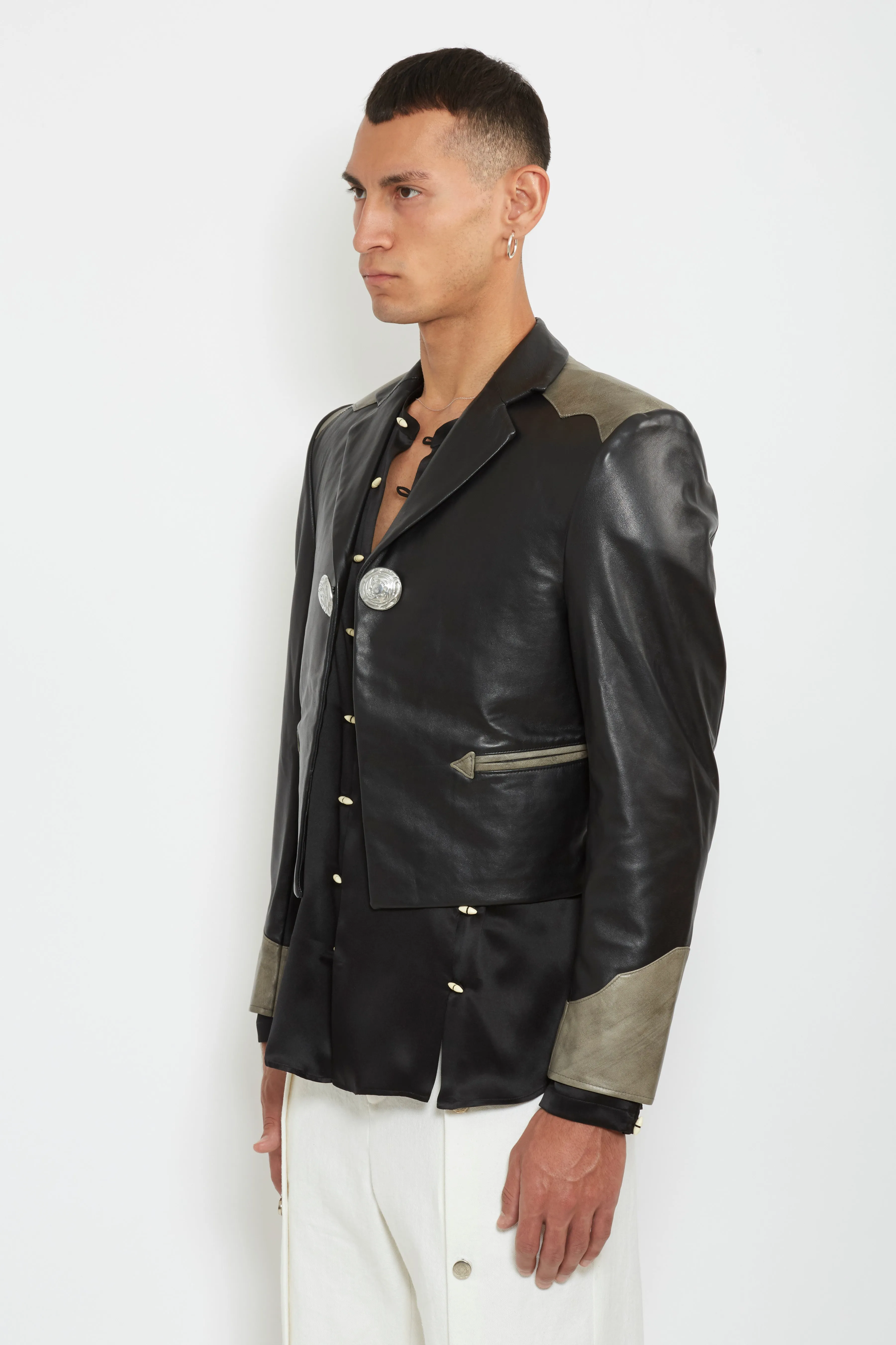 Galactica: Black / Olive Leather Jacket