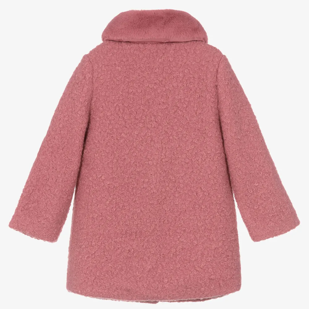 Girls Pink Bouclé Coat