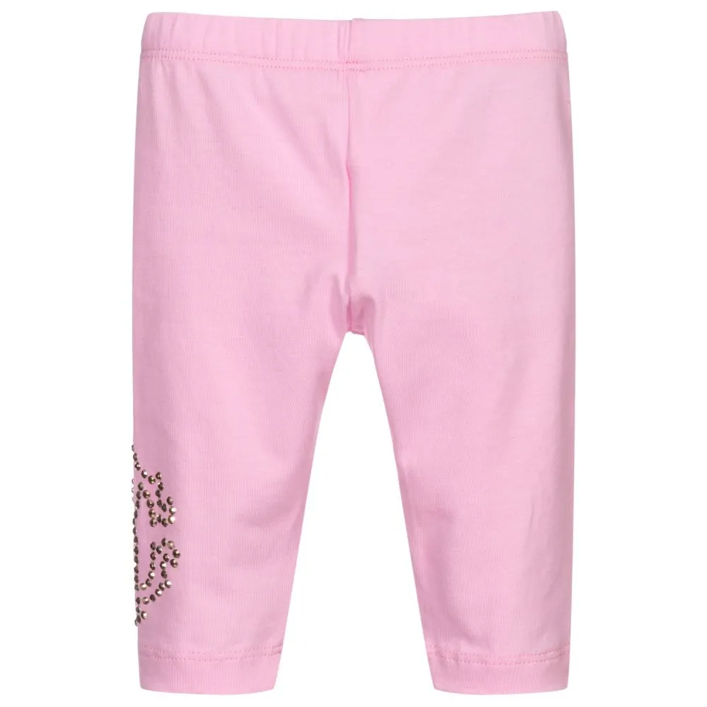 Girls Pink Cotton Leggings