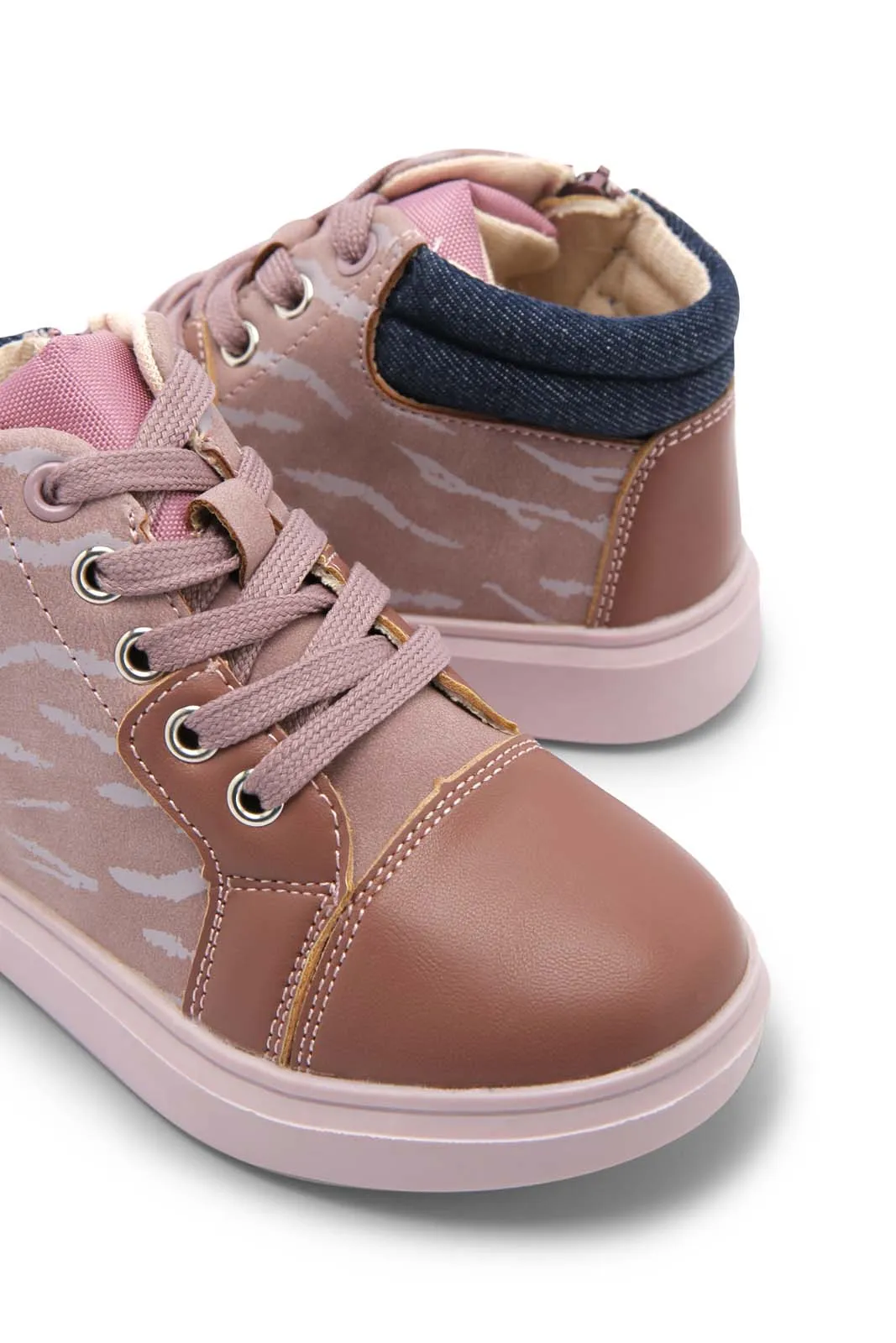 Girls Pink High Top Sneaker