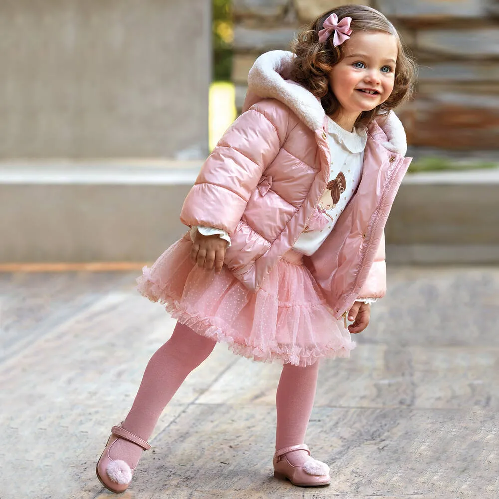 Girls Pink Puffer Coat