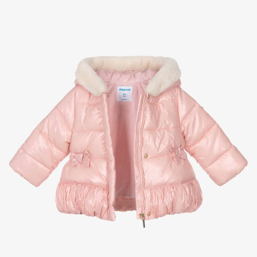 Girls Pink Puffer Coat