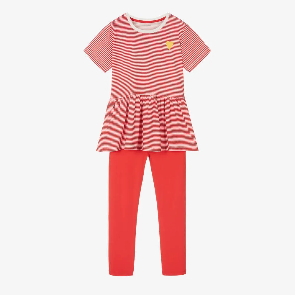 Girls Red Organic Cotton Leggings Set