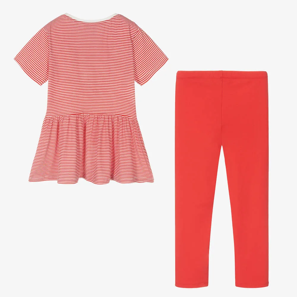 Girls Red Organic Cotton Leggings Set