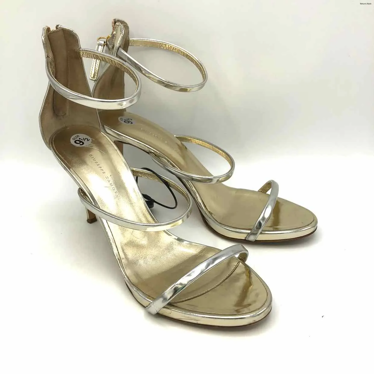 GIUSEPPE ZANOTTI Gold Leather Italian Made 4 Heel Shoes